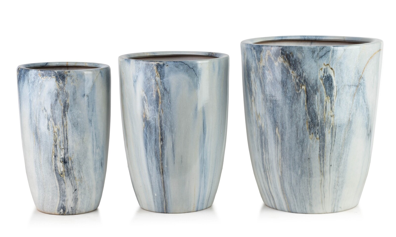 Sada 3 ks květináčů NEVA MARBLE VIII modrá