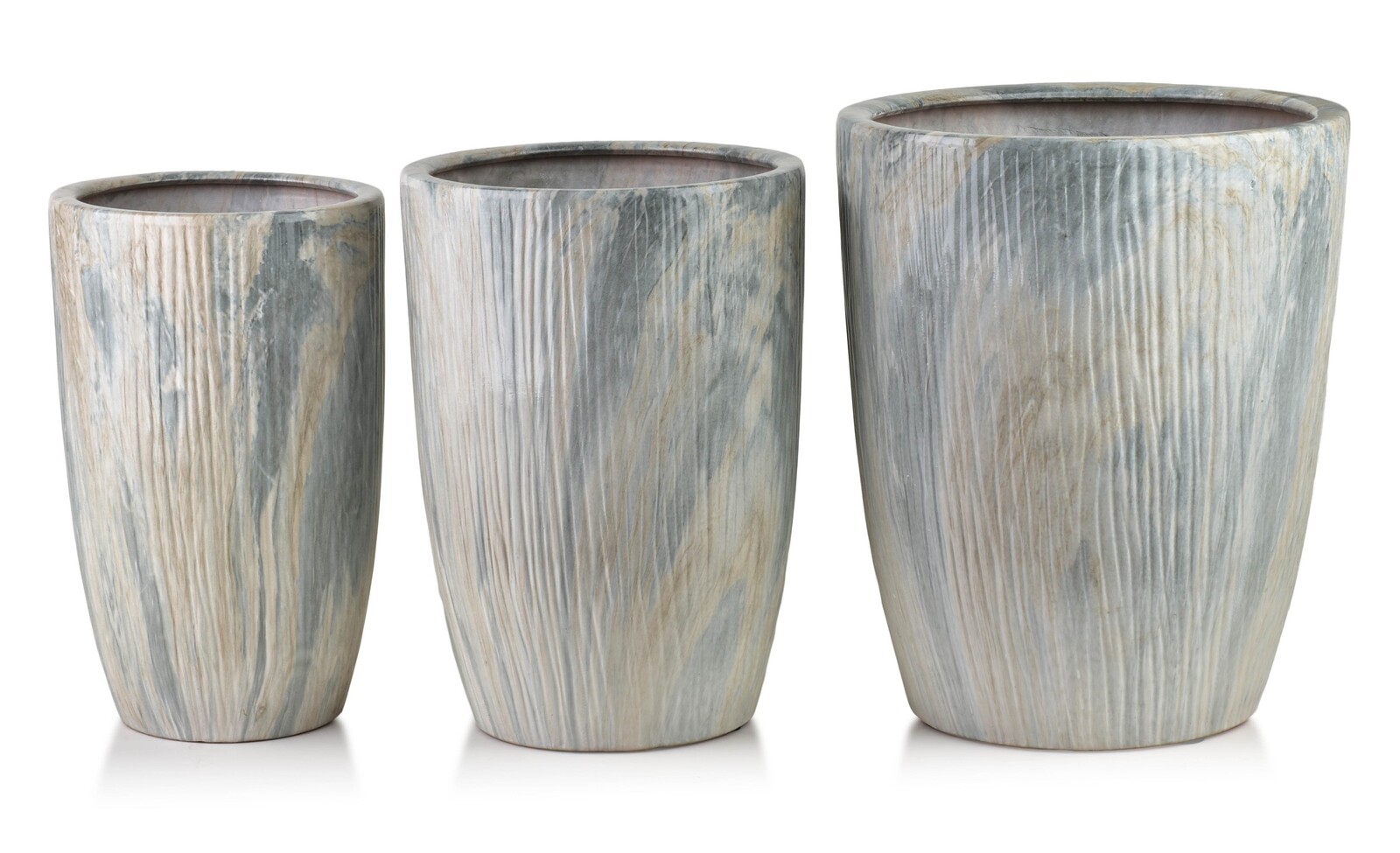 Sada 3 ks květináčů NEVA MARBLE X béžová/šedá