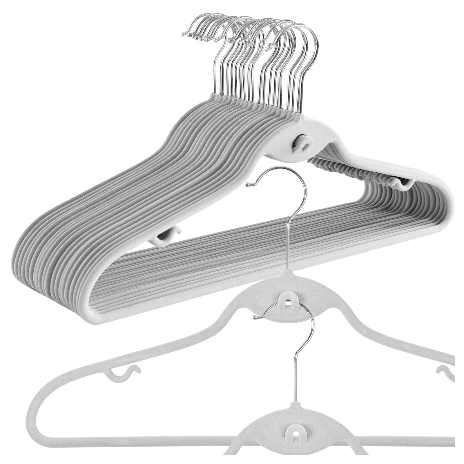 Sada 50 ks velurových ramínek ROXI šedá