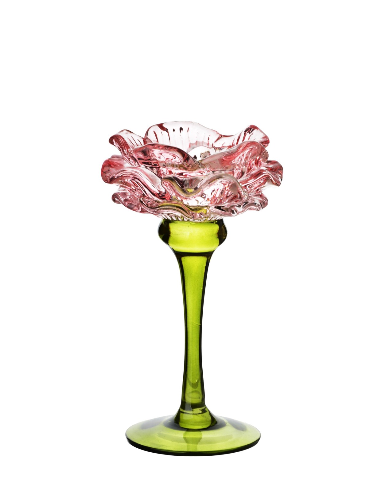 Svícen Julietta 16 cm zelený/růžový