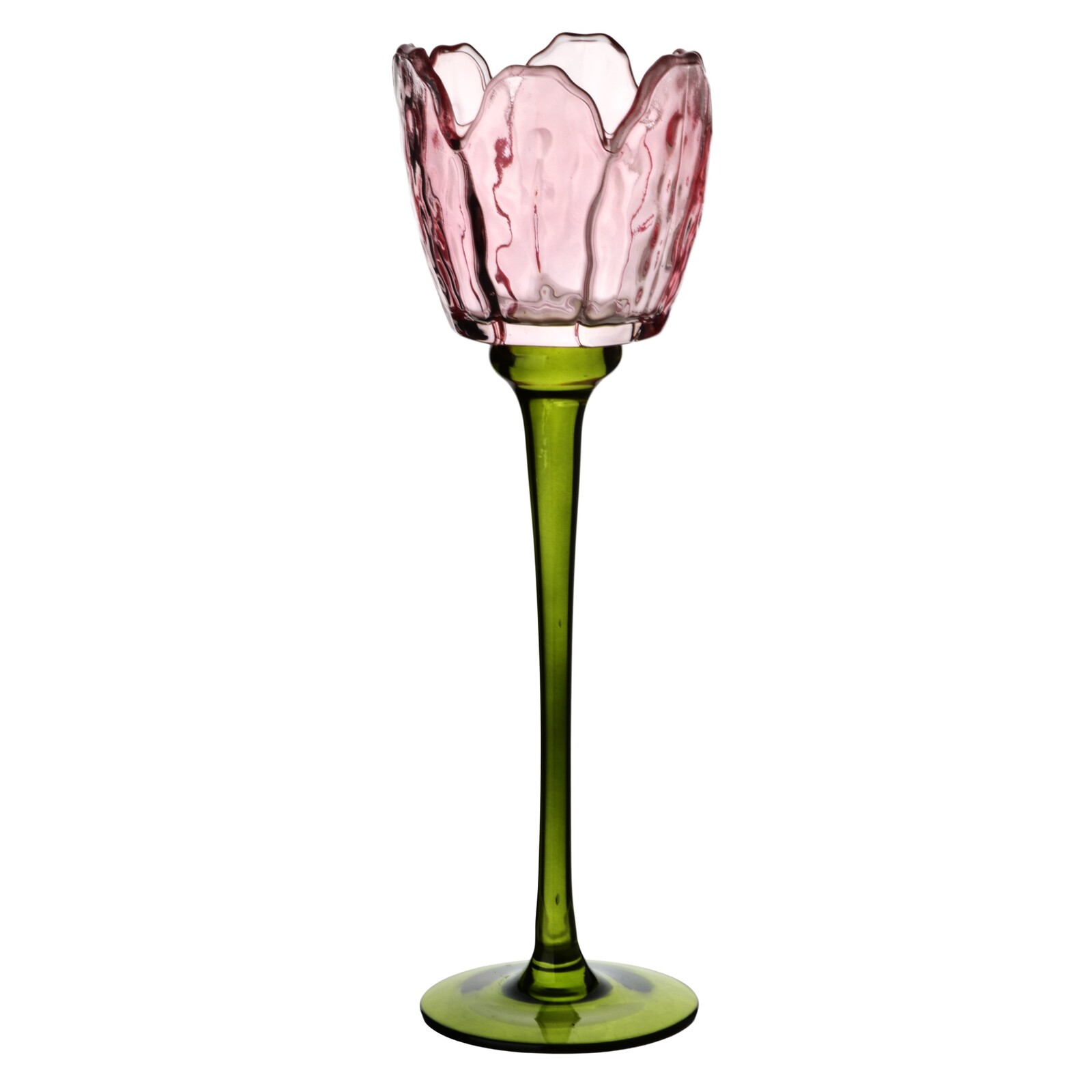 Svícen Julietta 28 cm zelený/růžový