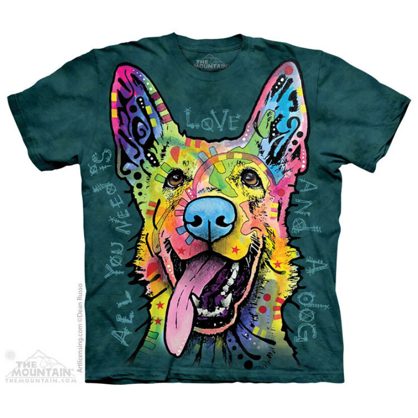 Tričko unisex The Mountain Love Shepherd (Nemecký ovčiak) - zelené, 3XL
