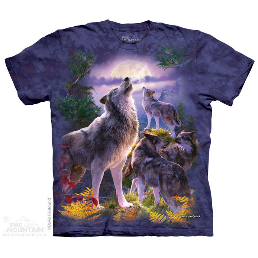 Tričko unisex The Mountain Wolfpack Moon (vlci) - fialové, 4XL