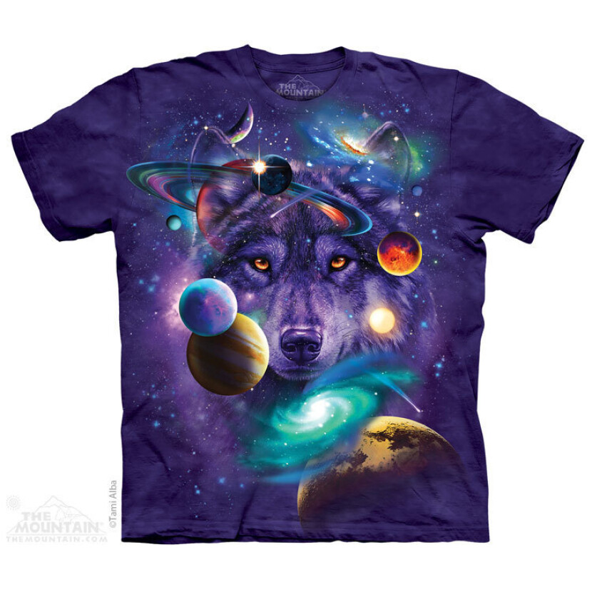 Tričko unisex Mountain Wolf of the Cosmos (vlk) - fialové, 4XL