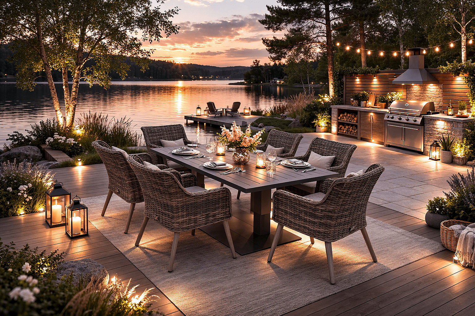 DEOKORK Záhradná ratanová zostava MALIBU 1+6 (sivá)