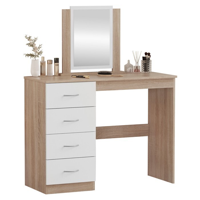 KONDELA Klevis toaletný stolík dub sonoma / biela