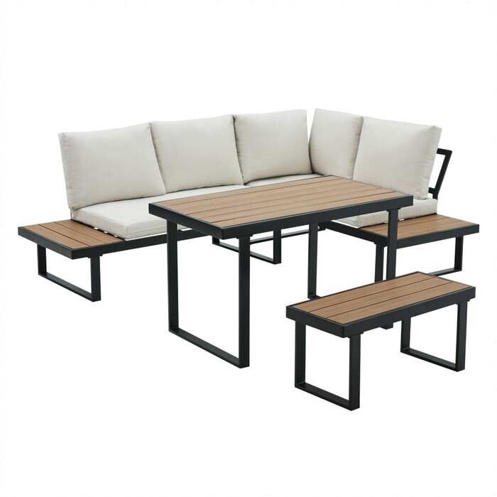 KONDELA Flojd záhradný nábytok čierna / krémová / dub