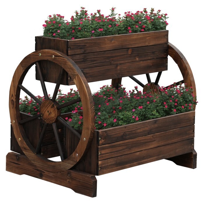 KONDELA Saba drevený kvetináč hnedá