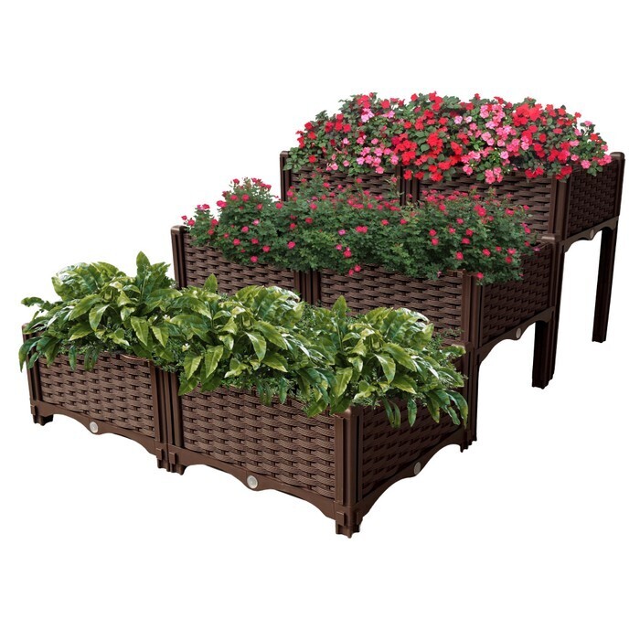 KONDELA Utlan Typ 3 plastový vyvýšený záhon hnedá