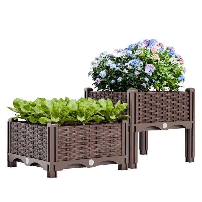 KONDELA Utlan plastový kvetináč 2 ks hnedá