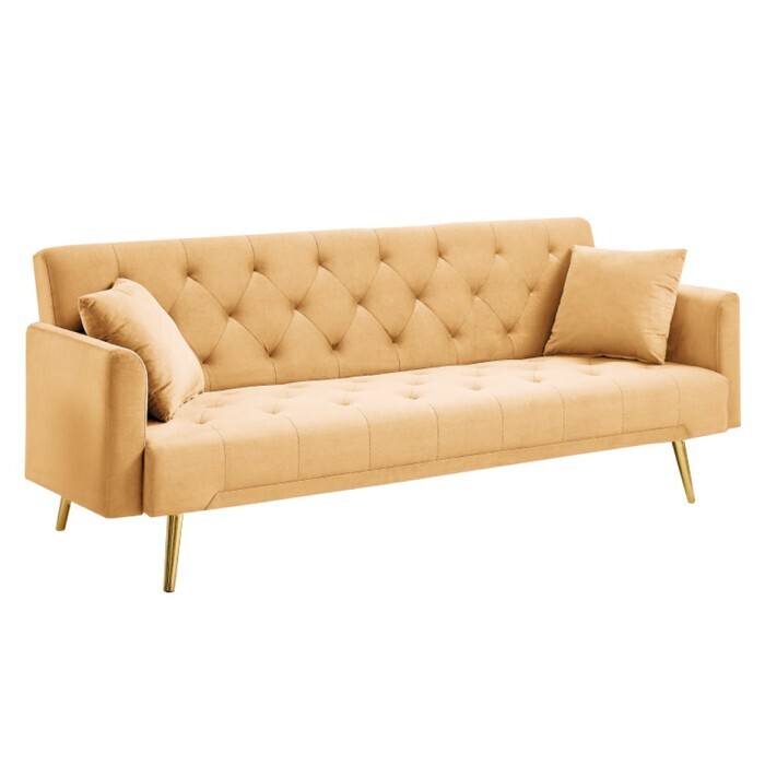 KONDELA Alisia rozkladacia pohovka horčicová / gold chróm zlatý