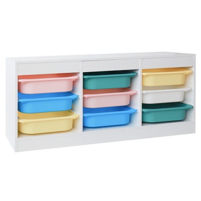 KONDELA Trimal New organizér s úložnými boxami biela / kombinácia farieb