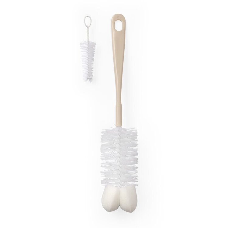 BABYONO Kefa na dojčenské fľaše s mini kefkou Beige