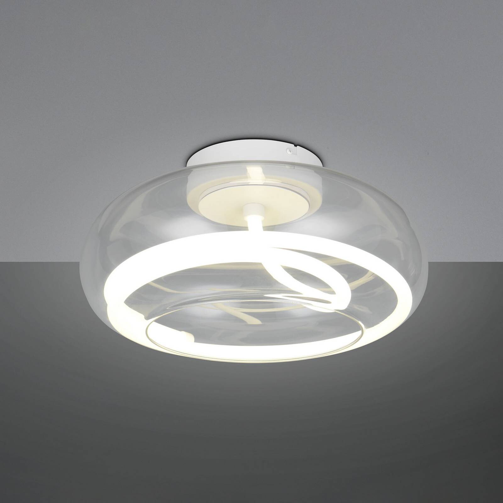 Stropné LED svetlo Tarsia, biela matná, Ø 40 cm sklo