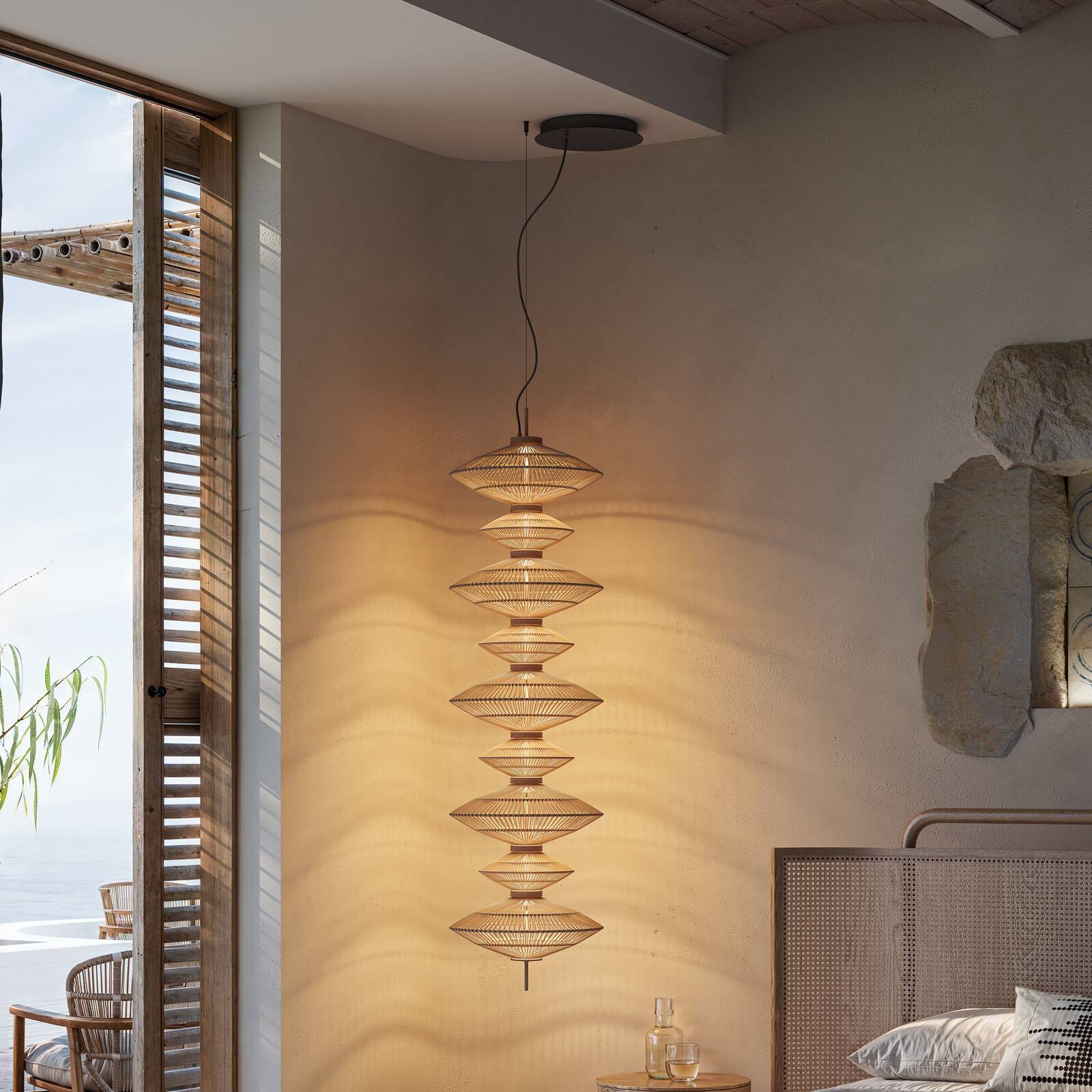 Bover LED závesné svietidlo Yuyun S/9C, stmievateľné 0-10 V, béžové