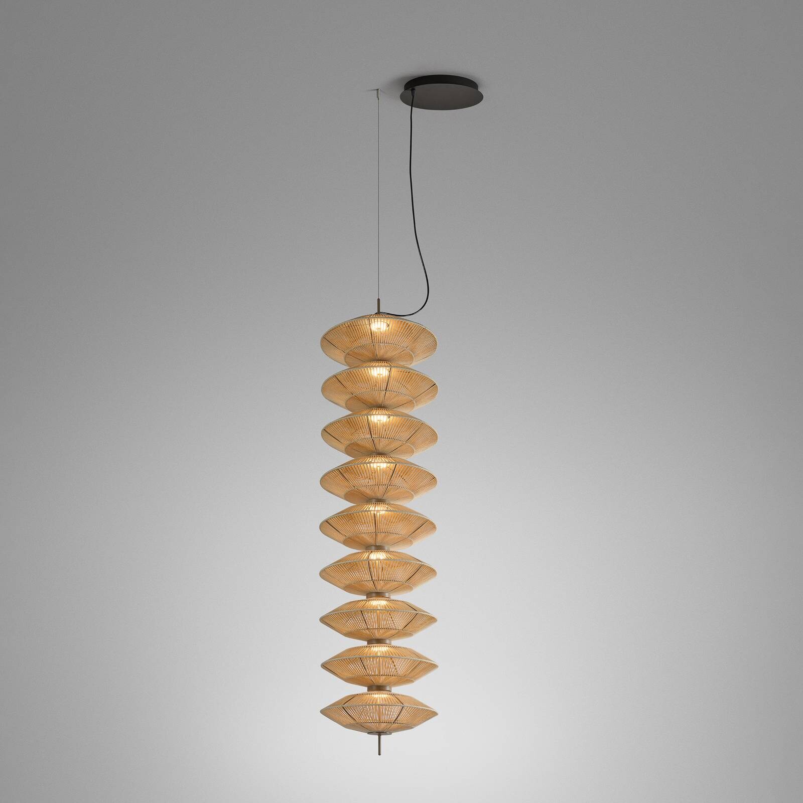 Bover LED závesné svietidlo Yuyun S/9L, stmievateľné 0-10 V, béžové