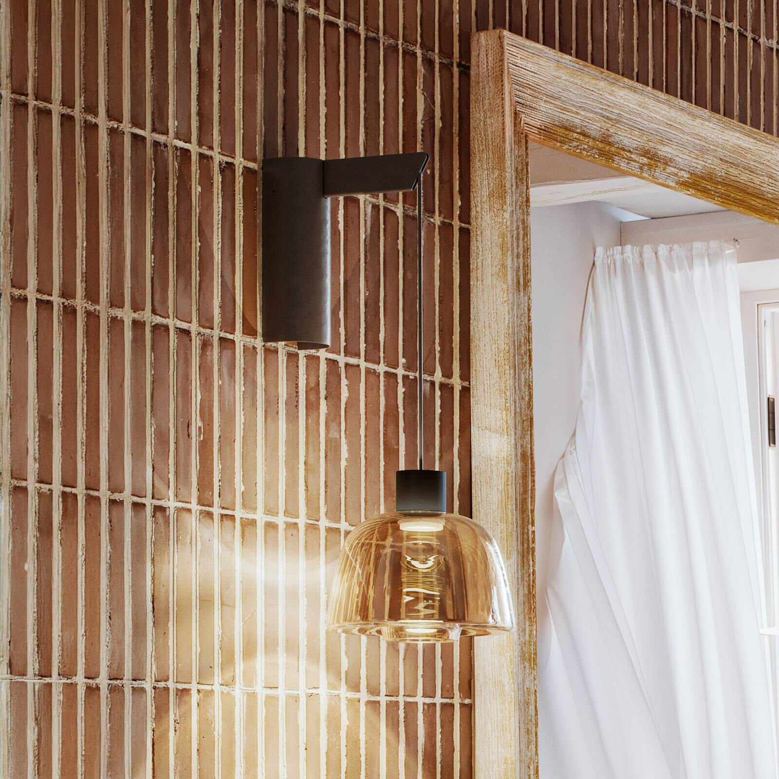 Bover LED nástenné svetlo Drep A/01, jantárové, sklo, 2 700 K