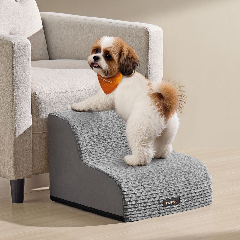 Schody pre psov s protišmykom, šedé, 2 stupne, 40x40x30 cm