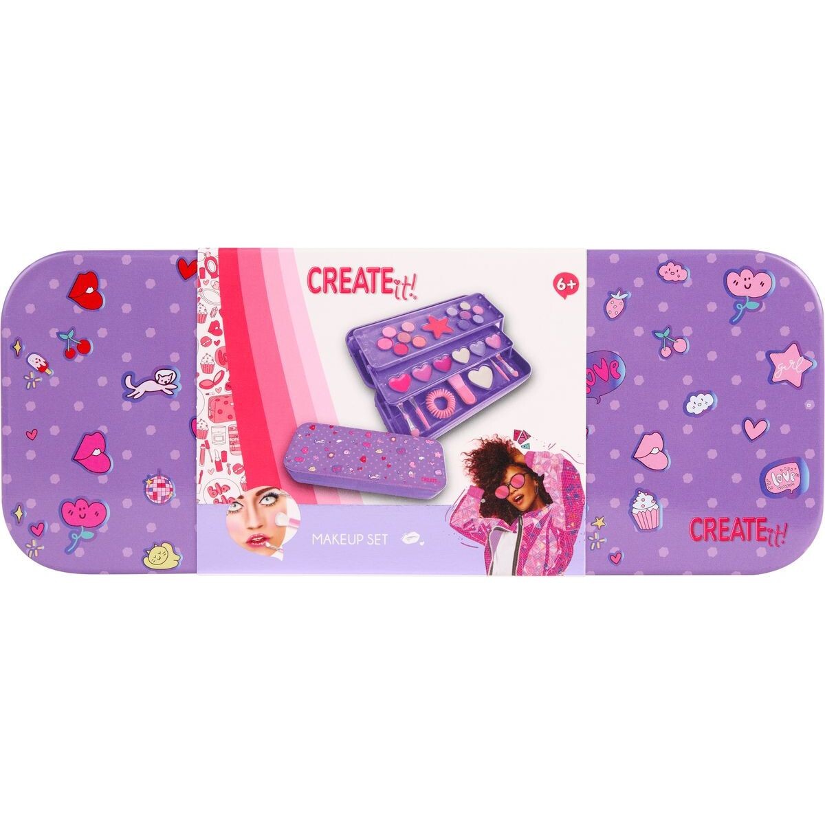 Kazeta ružová s líčením v kovovej krabičke rozkladacej Creat it!