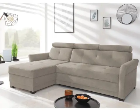 Rohová sedacia súprava Parris, hnedo-béžová taupe látka, ľavý roh%