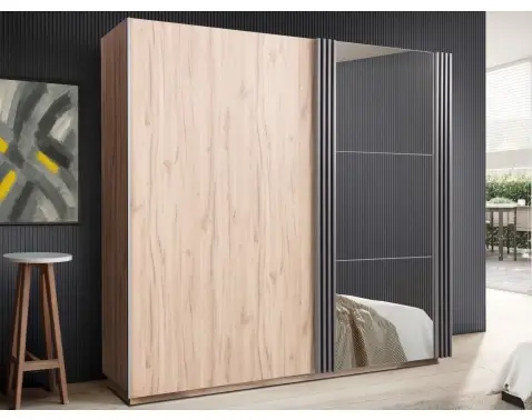 Šatníková skriňa s posuvnými dverami Ancona, 215 cm, dub estana/antracit%