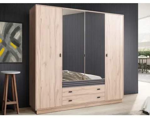 Šatníková skriňa s otočnými dverami Ancona, 200 cm, dub estana/antracit%