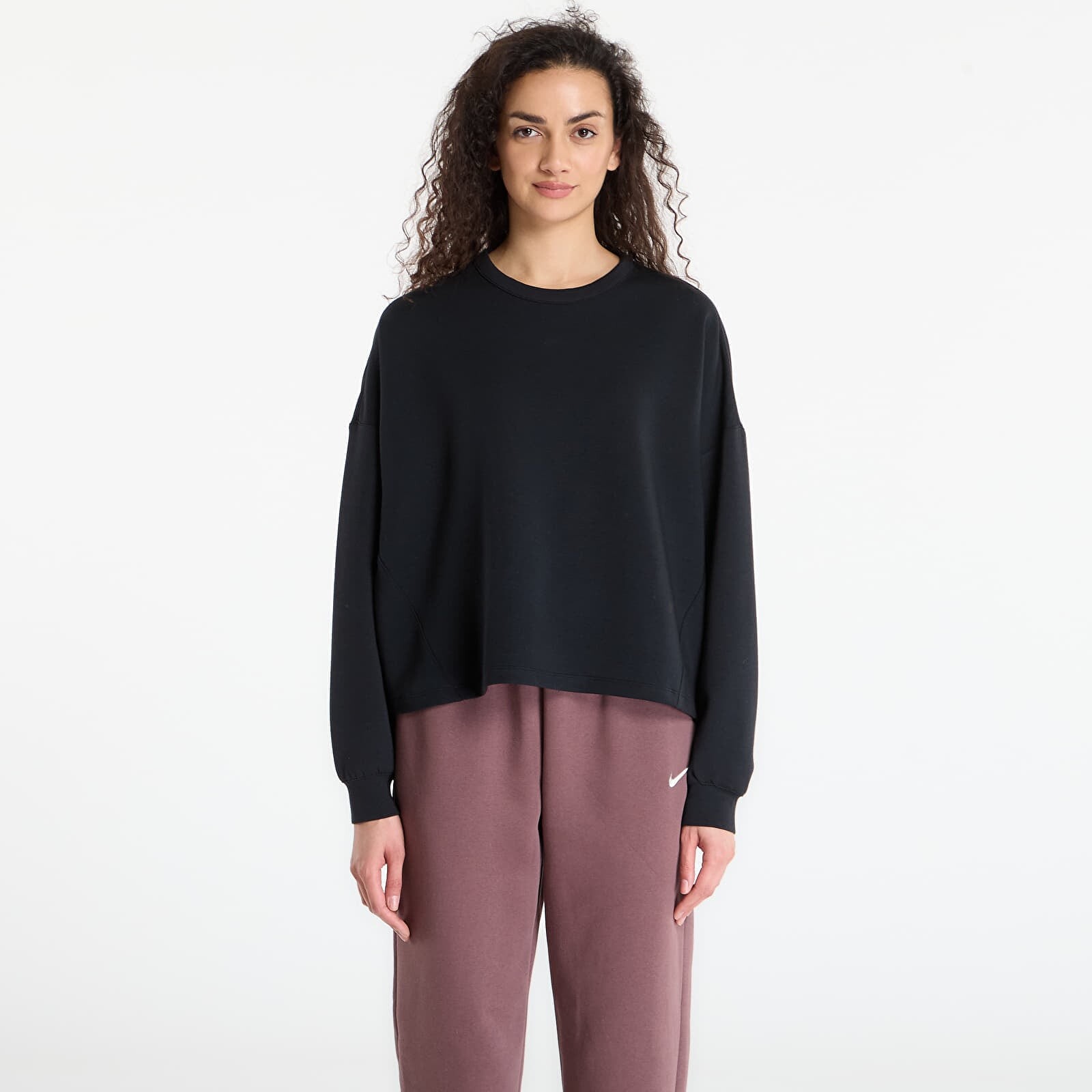 Tričko Nike 24.7 ImpossiblySoft Women's Dri-FIT Oversized Crew-Neck Top Black/ Dk Smoke Grey S