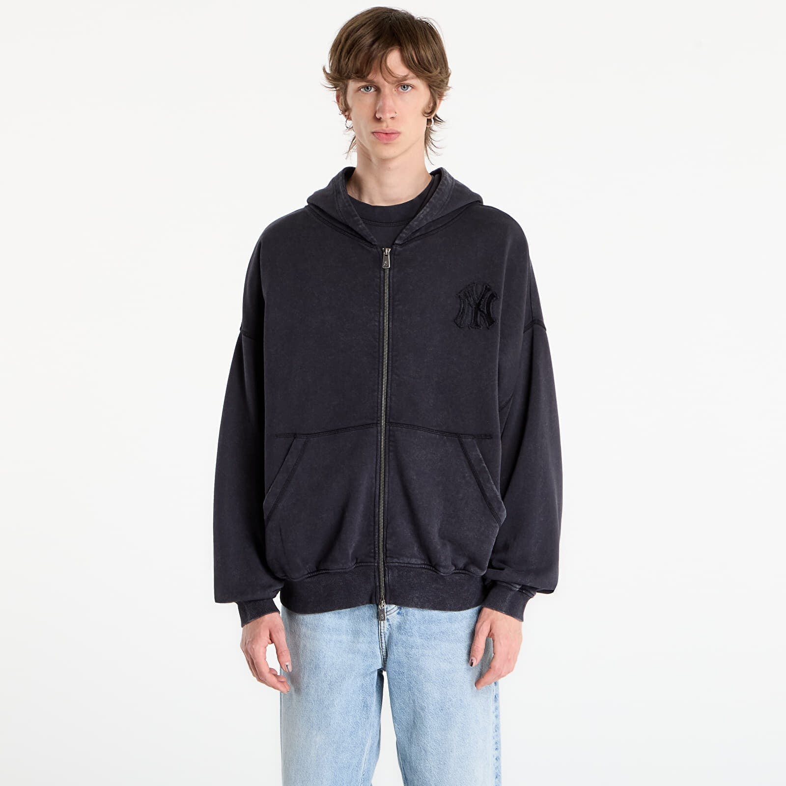 Mikina New Era MLB Washed Fz Hoodie New York Yankees UNISEX Black L