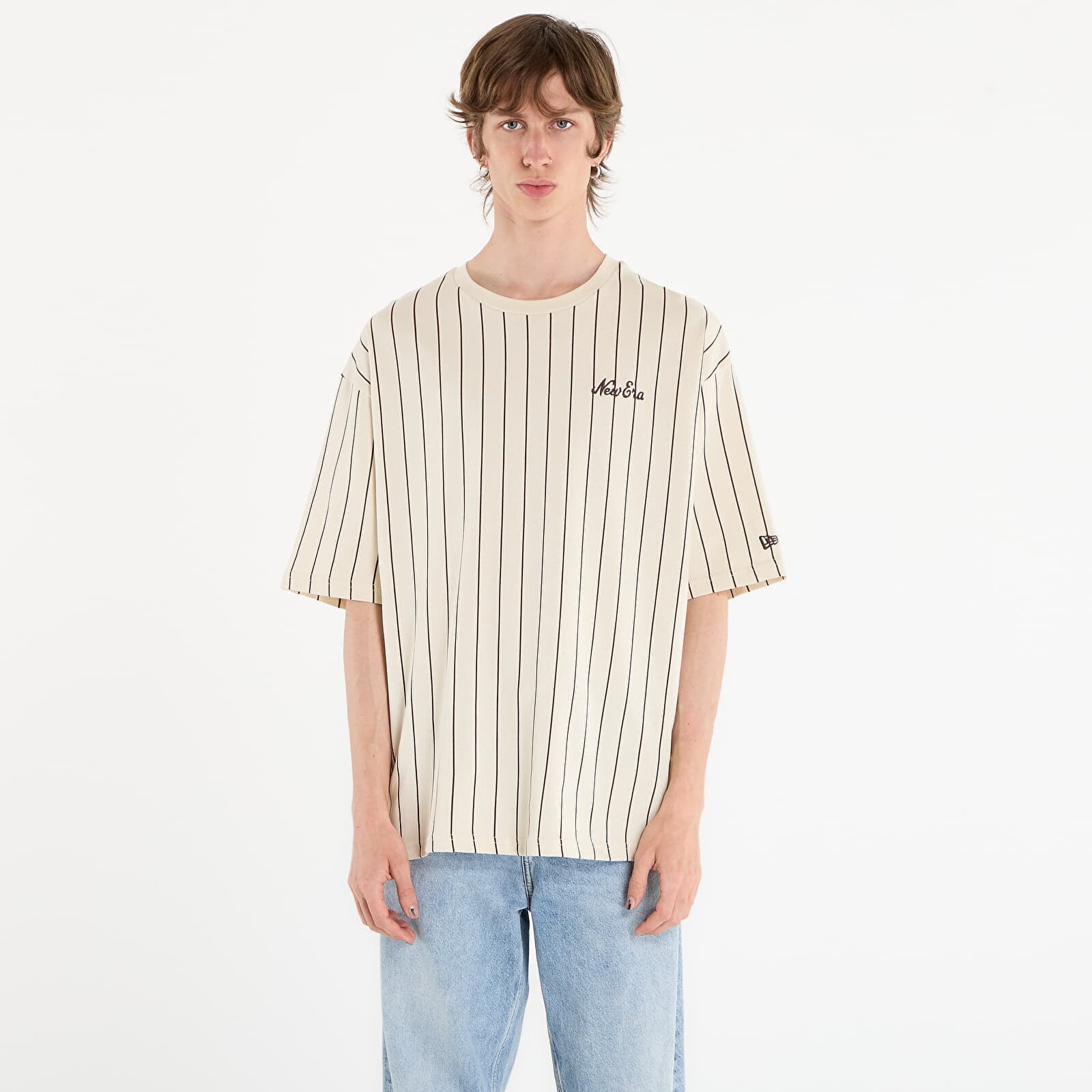 Tričko New Era Pinstripe Os Tee UNISEX Light Cream XL