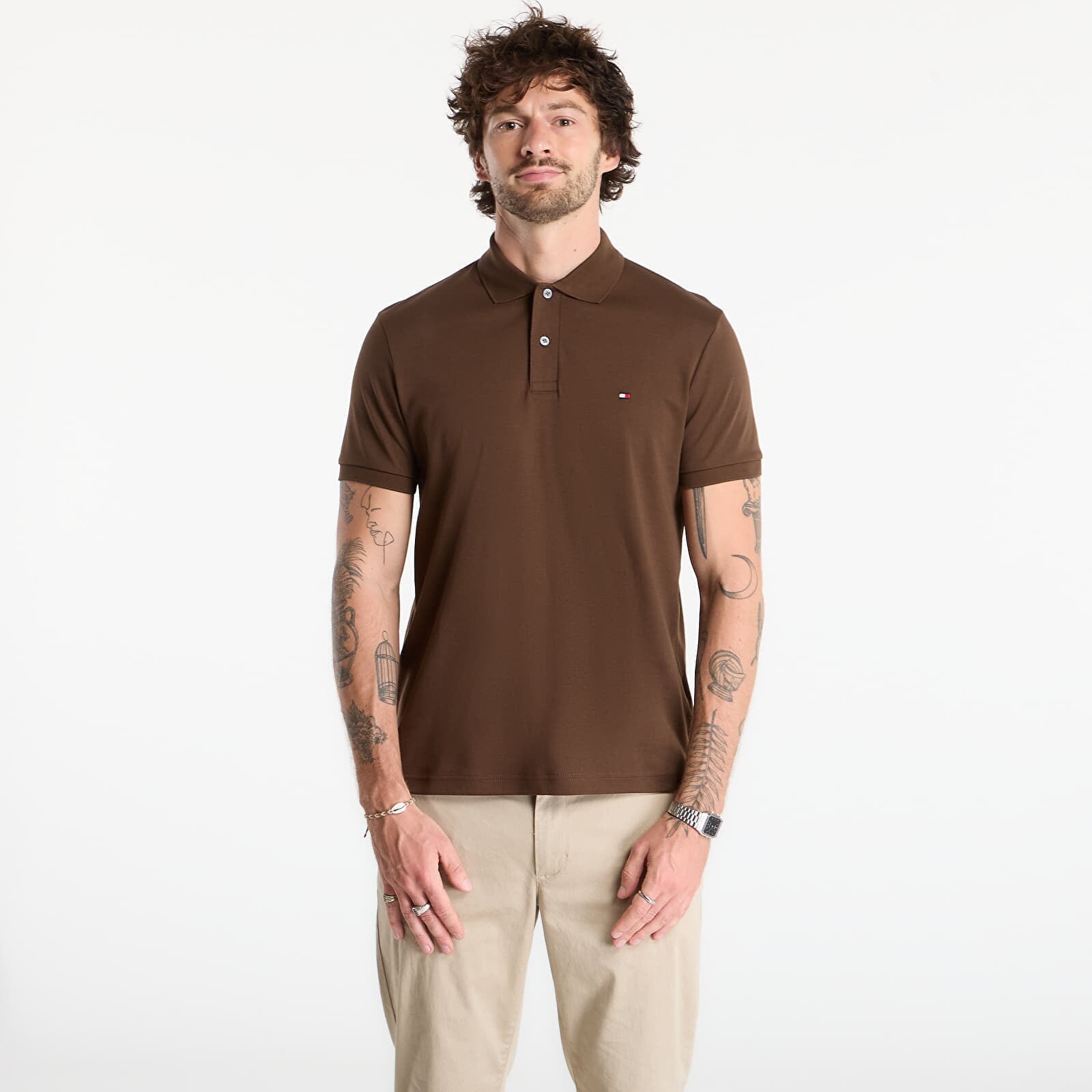 Tričko Tommy Hilfiger Liquid Cotton Reg Seasonal Polo Legacy Brown M