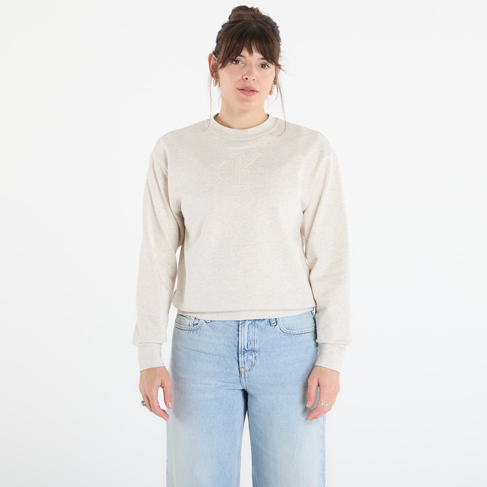 Mikina Calvin Klein Jeans Ls Embossed Monologo Terry Crewneck ? S