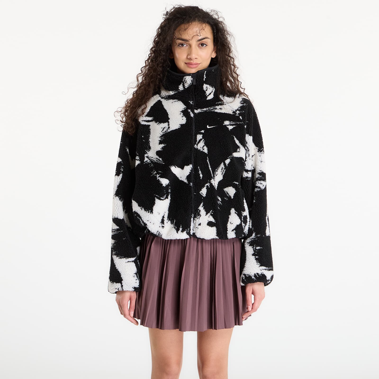 Mikina Nike Sportswear Women's Oversized High-Pile Fleece Top Black/ Black/ Sail S