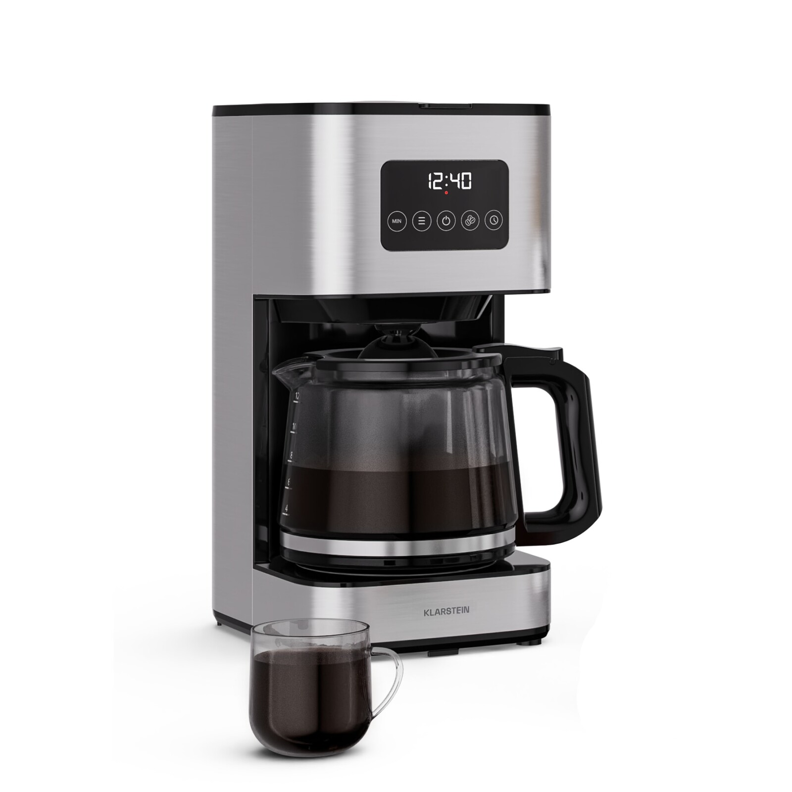 Klarstein Verosteel kávovar na filtrovanú kávu | nehrdzavejúca oceľ | 1,5 litra | Funkcia udržiavania teploty | 12 šálok