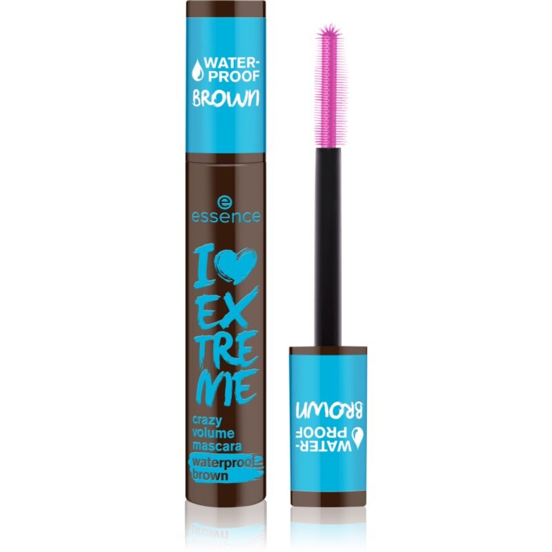 essence I LOVE EXTREME crazy volume vodeodolná riasenka pre objem odtieň 01 Cozy Brown 12 ml
