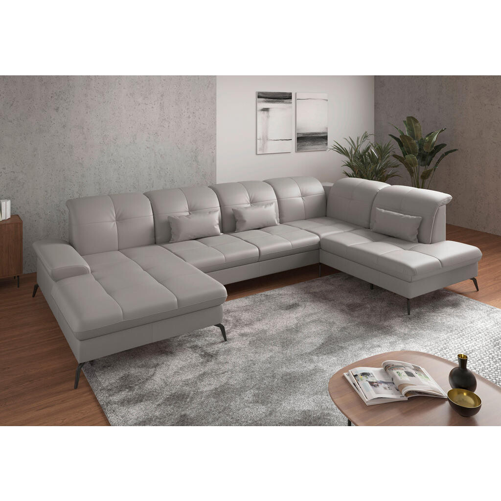 Sit & More SEDACIA SÚPRAVA, textil, koža, svetlosivá