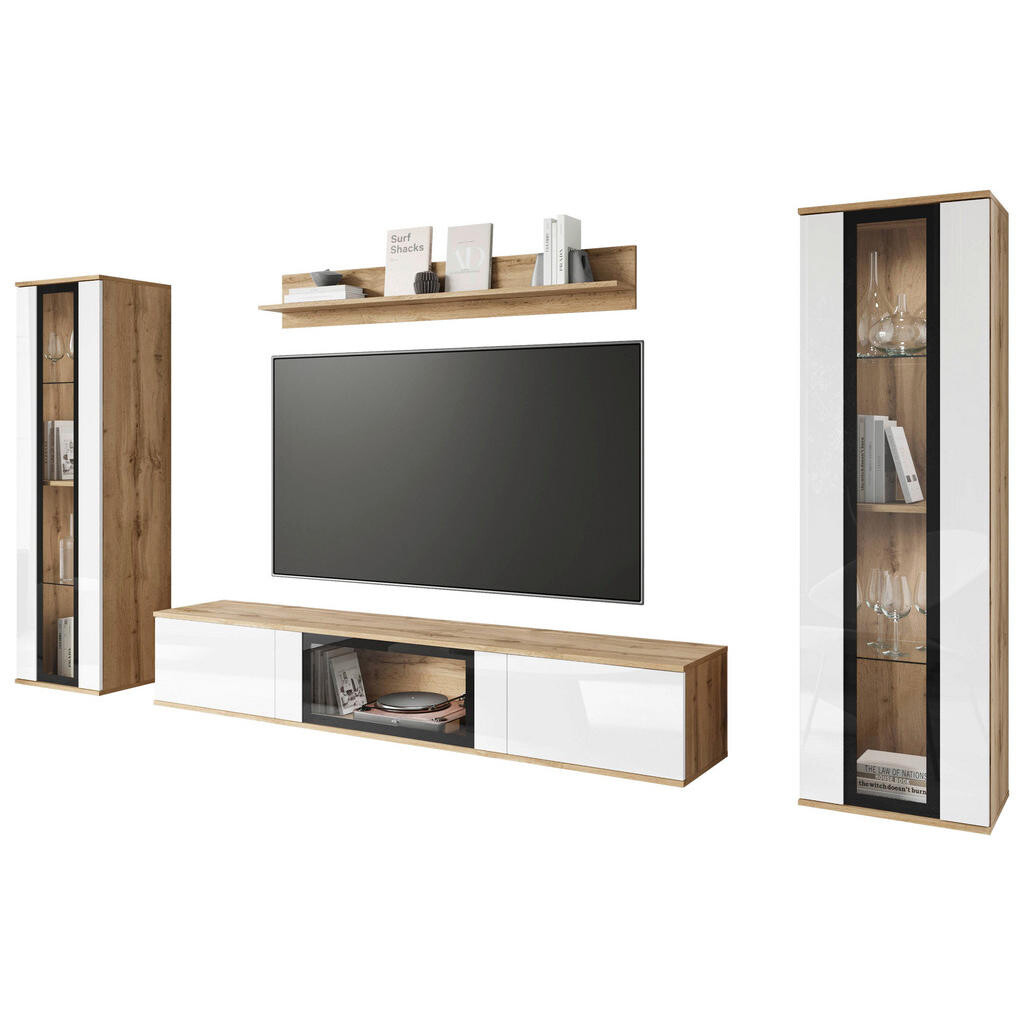 Livetastic OBÝVACIA STENA, dub wotan, biela s vysokým leskom