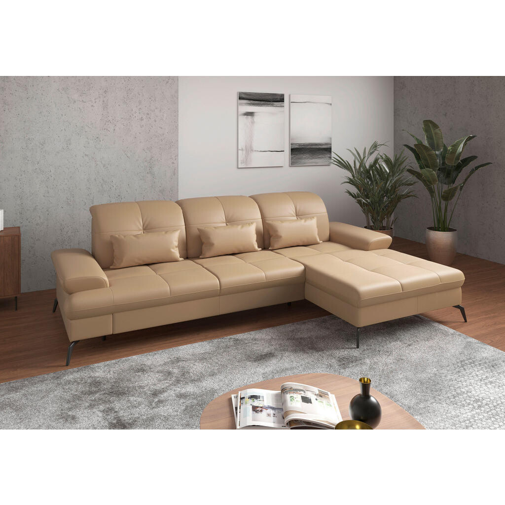 Sit & More ROHOVÁ SEDACIA SÚPRAVA, textil, koža, cappuccino