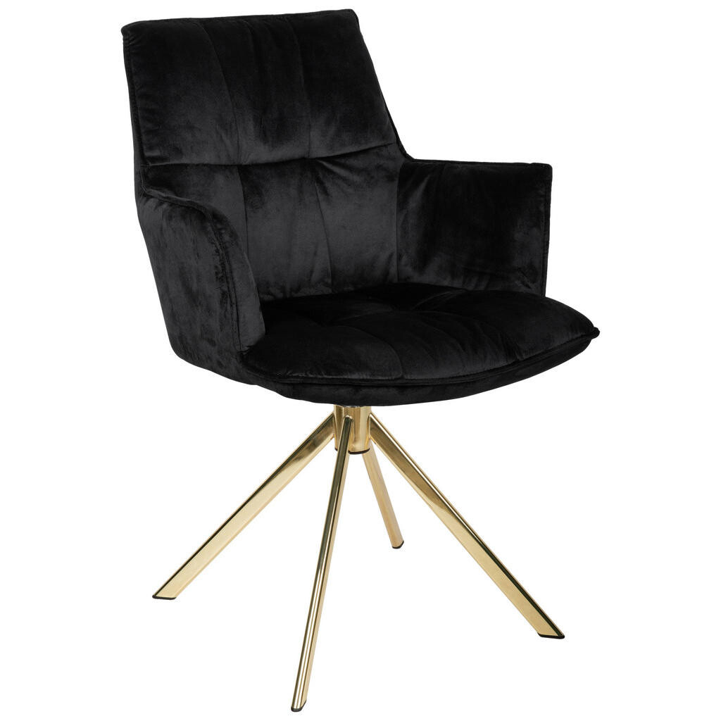 Novel STOLIČKA S PODRÚČKAMI, ušľachtilá oceľ, zamat, čierna, zlatá