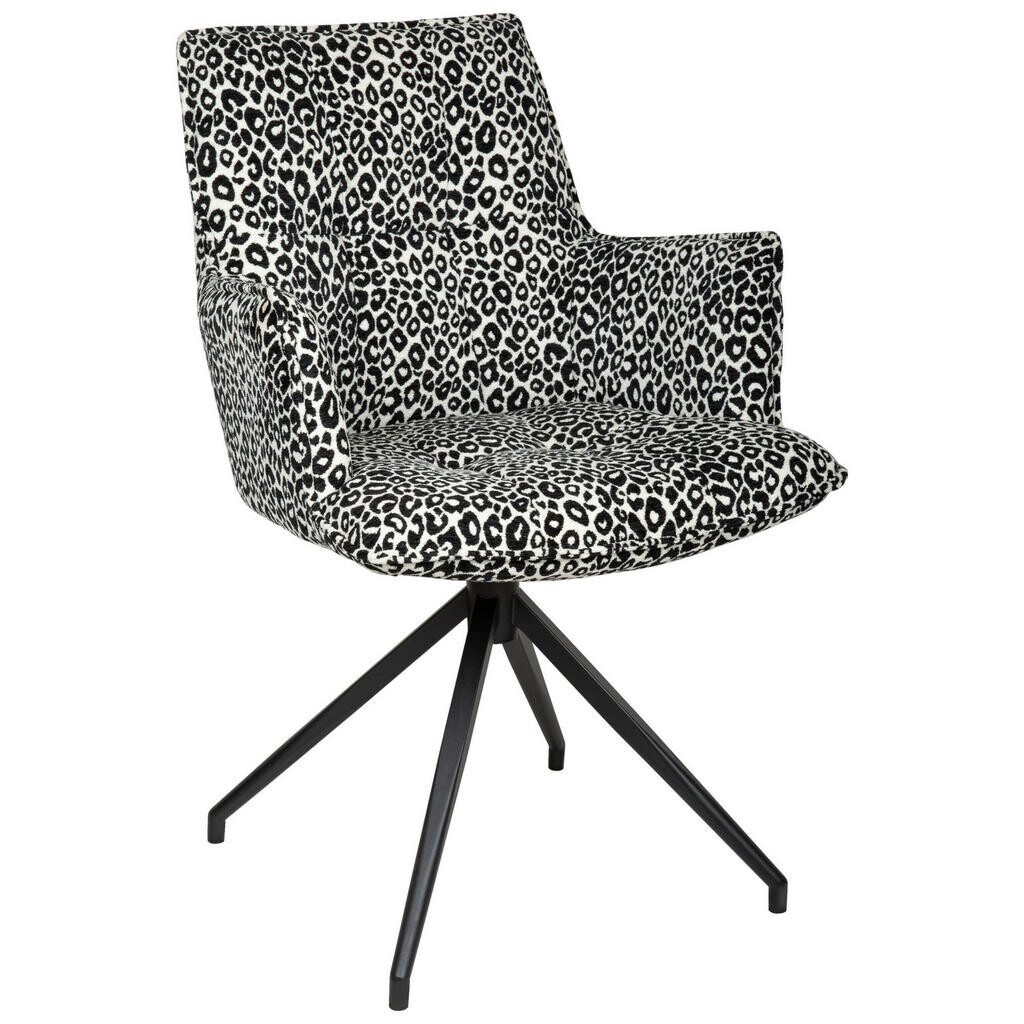 Novel STOLIČKA S PODRÚČKAMI, železo, žakár, čierna, biela