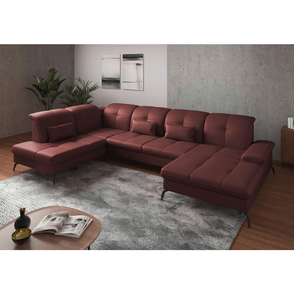 Sit & More SEDACIA SÚPRAVA, textil, koža, červenohnedá