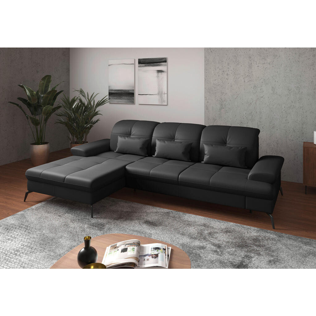 Sit & More ROHOVÁ SEDACIA SÚPRAVA, textil, koža, čierna