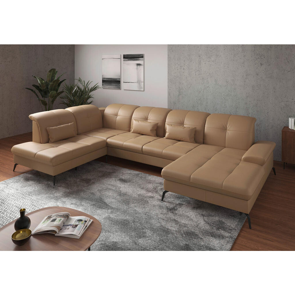 Sit & More SEDACIA SÚPRAVA, textil, koža, cappuccino