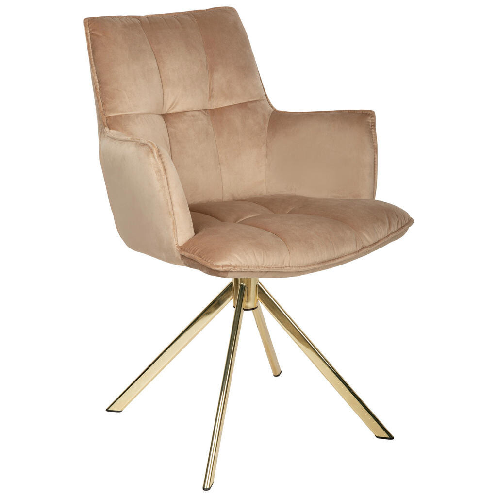 Novel STOLIČKA S PODRÚČKAMI, ušľachtilá oceľ, zamat, zlatá, svetlohnedá