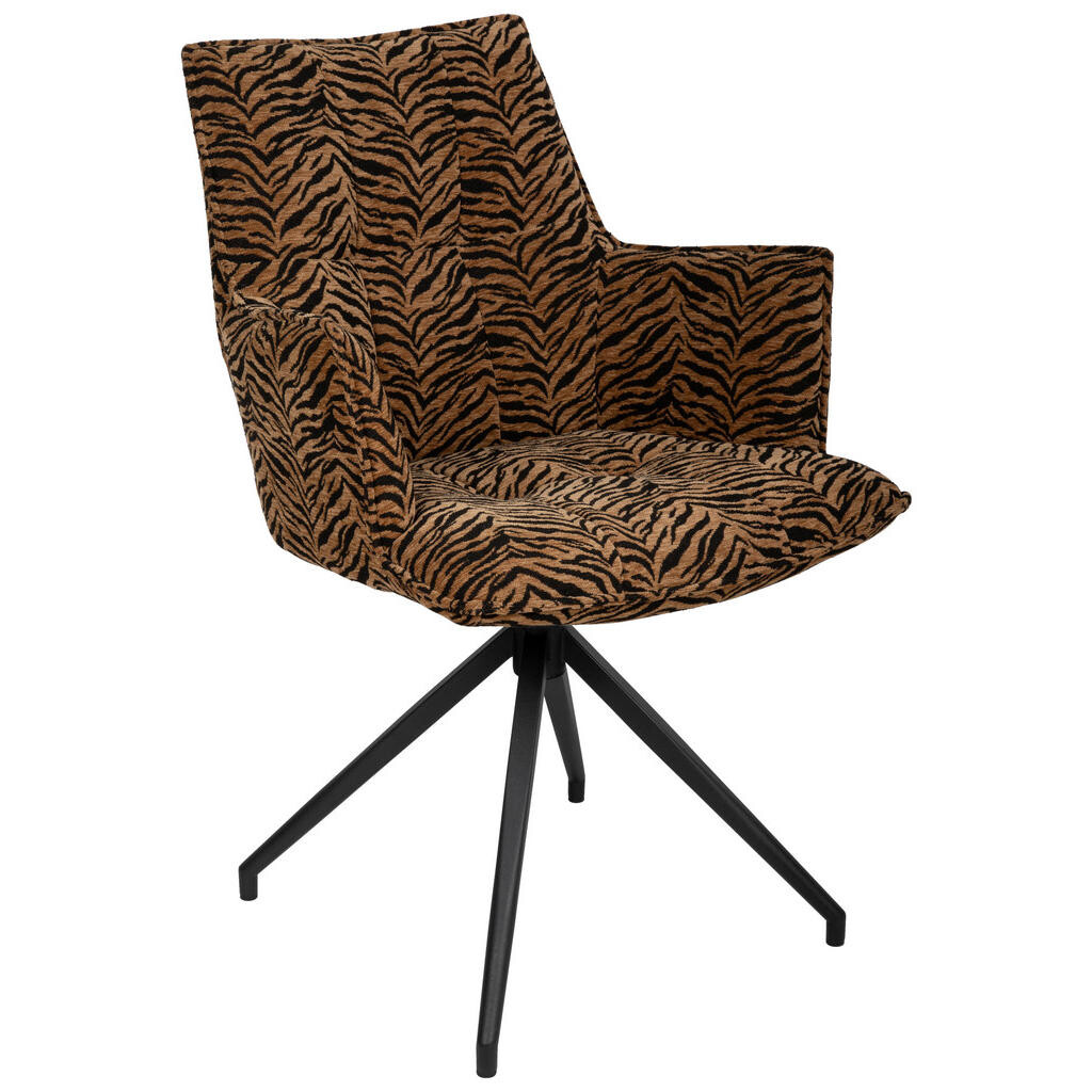 Novel STOLIČKA S PODRÚČKAMI, železo, žakár, hnedá, čierna