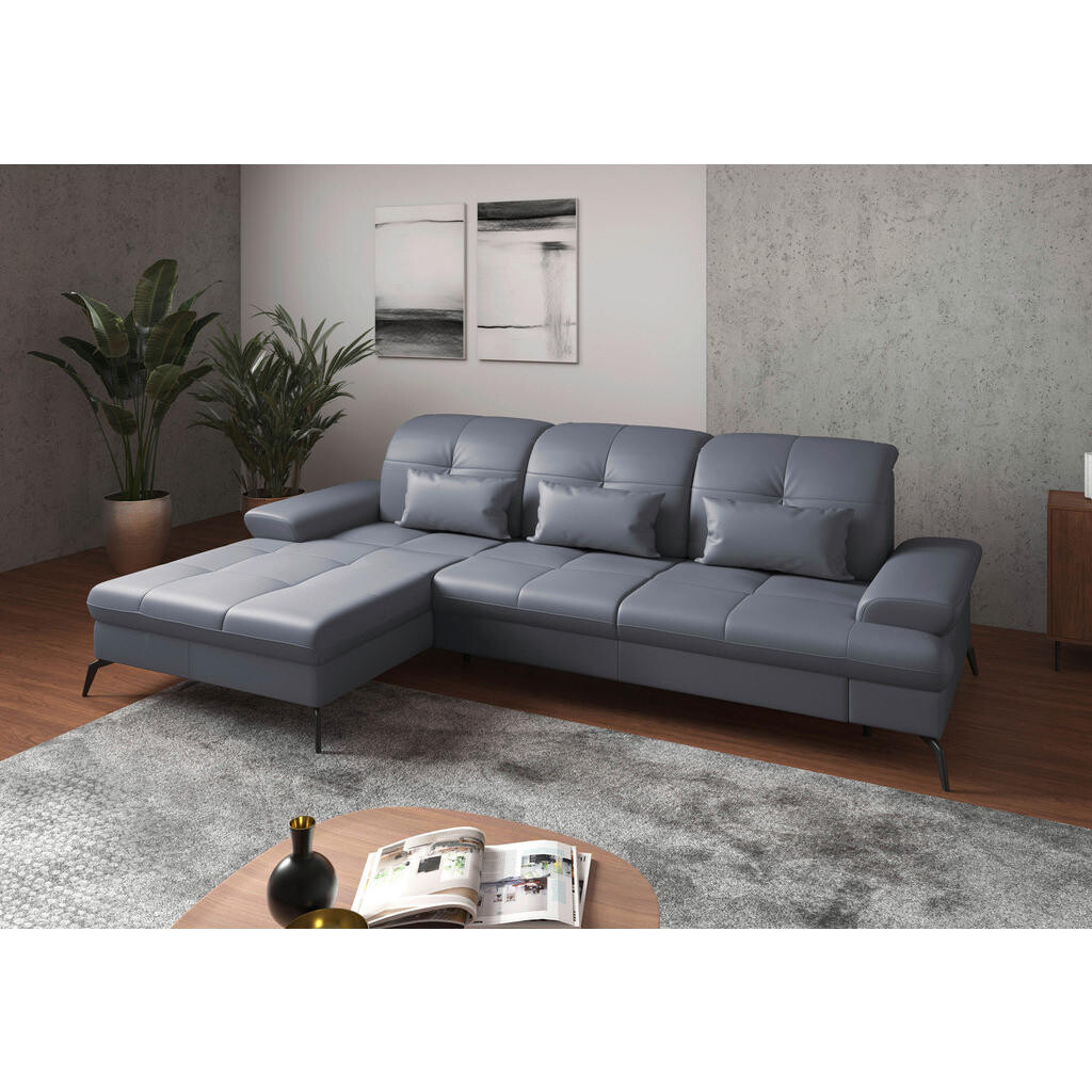 Sit & More ROHOVÁ SEDACIA SÚPRAVA, textil, koža, sivomodrá