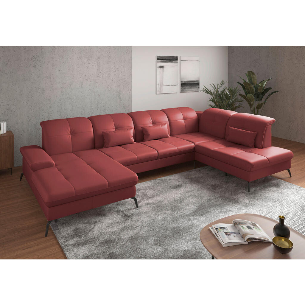 Sit & More SEDACIA SÚPRAVA, textil, koža, červená