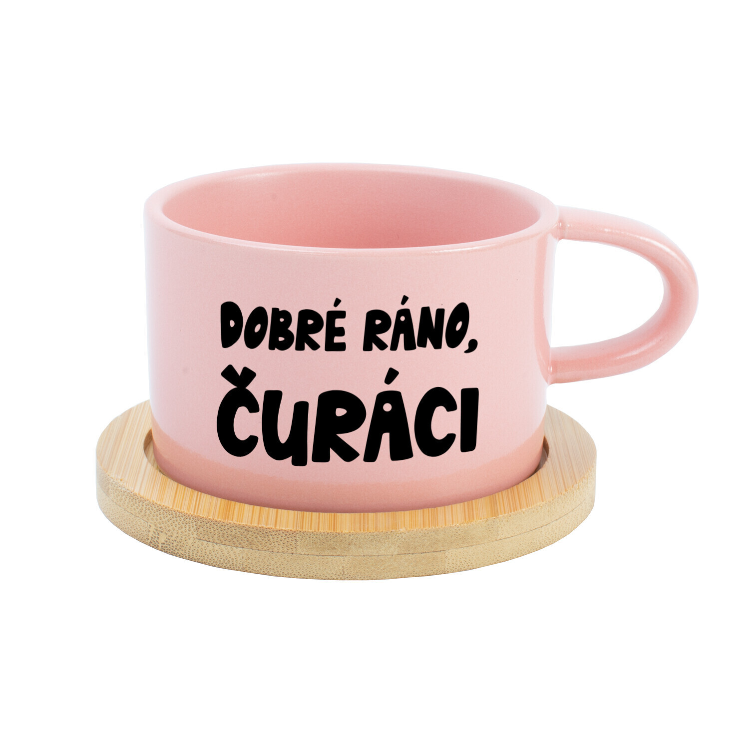 DOBRÉ RÁNO, ČURÁCI - růžový hrníček makronka 200 ml