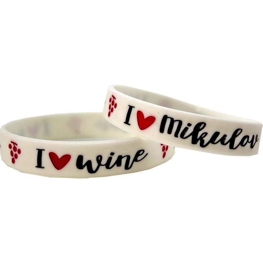 Náramok silikónový I Love Mikulov I Love Wine - biely
