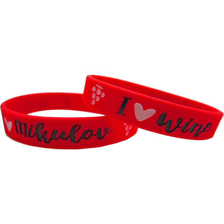 Náramok silikónový I Love Mikulov I Love Wine - červený