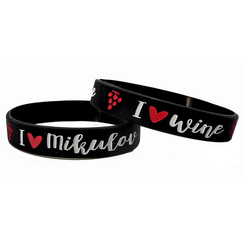 Náramok silikónový I Love Mikulov I Love Wine - čierny